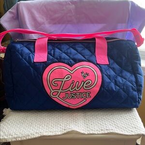 Justice Blue and Pink Quilted Duffel Bag